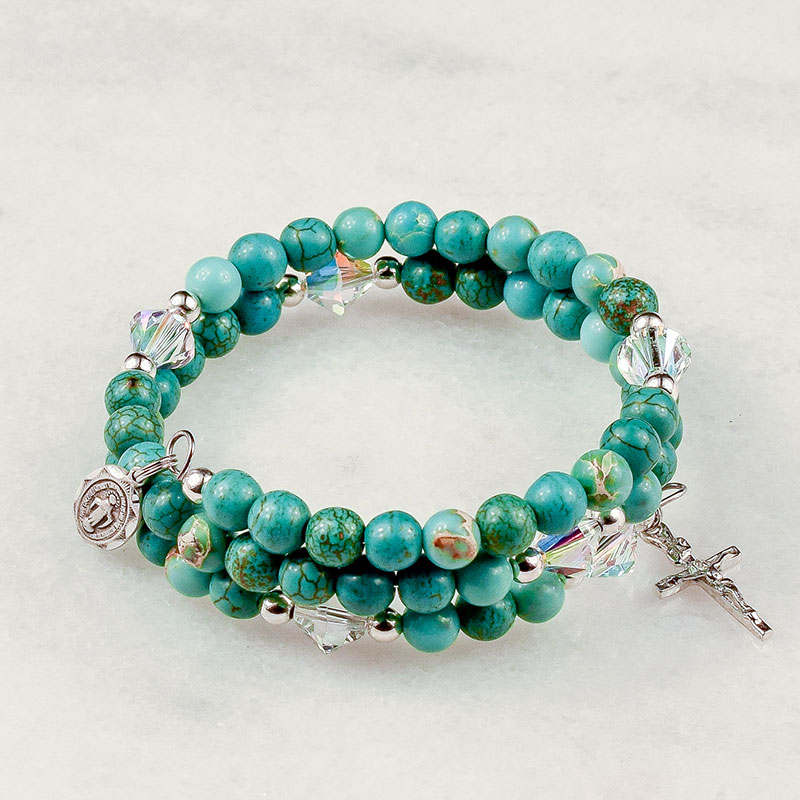 Shield of Strength Prayer Beads Brown & Turquoise Jasper - Unspoken Elements